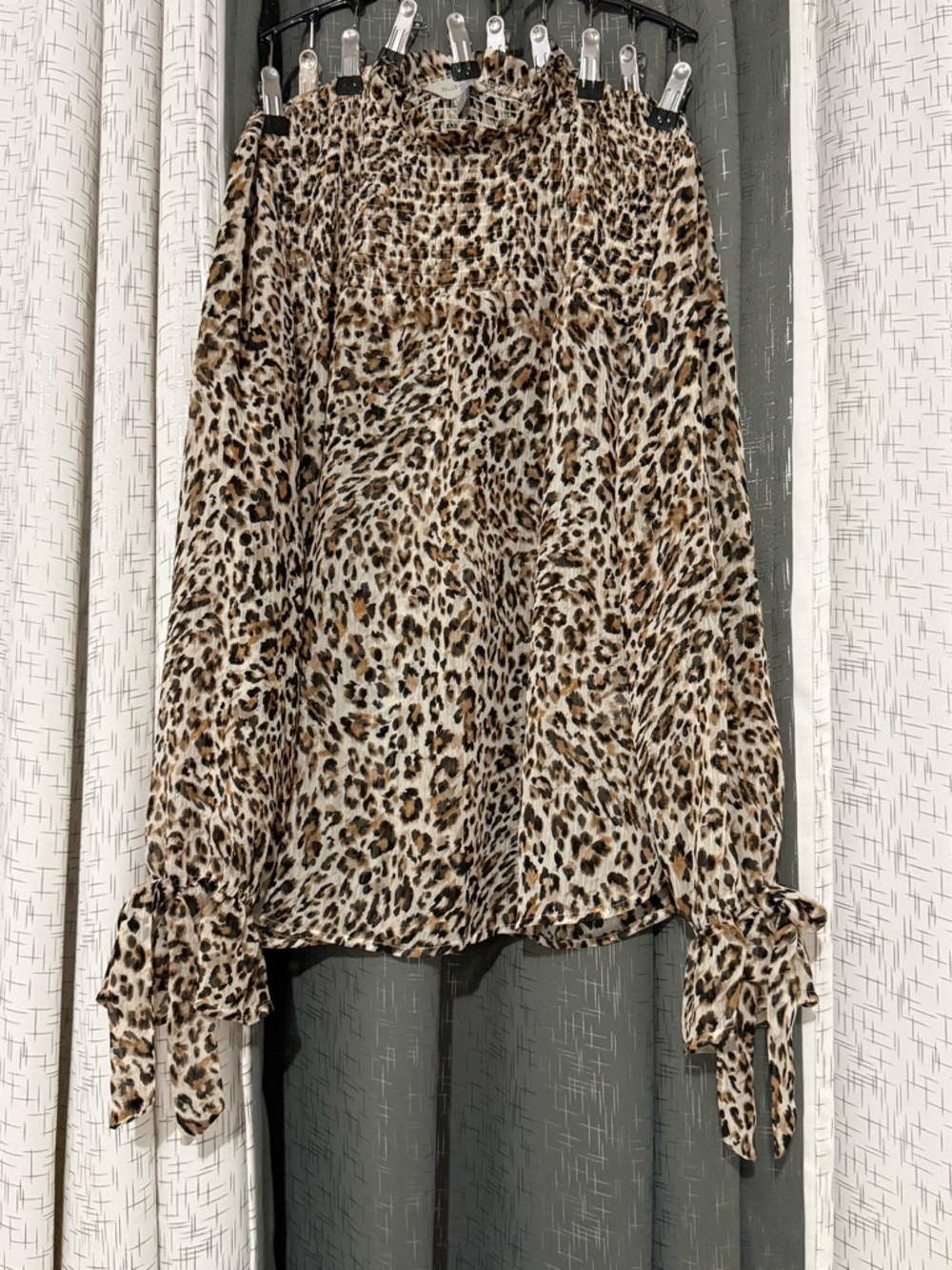 Leopard Print Women's Full Sleeve Blouse- Brown/Black